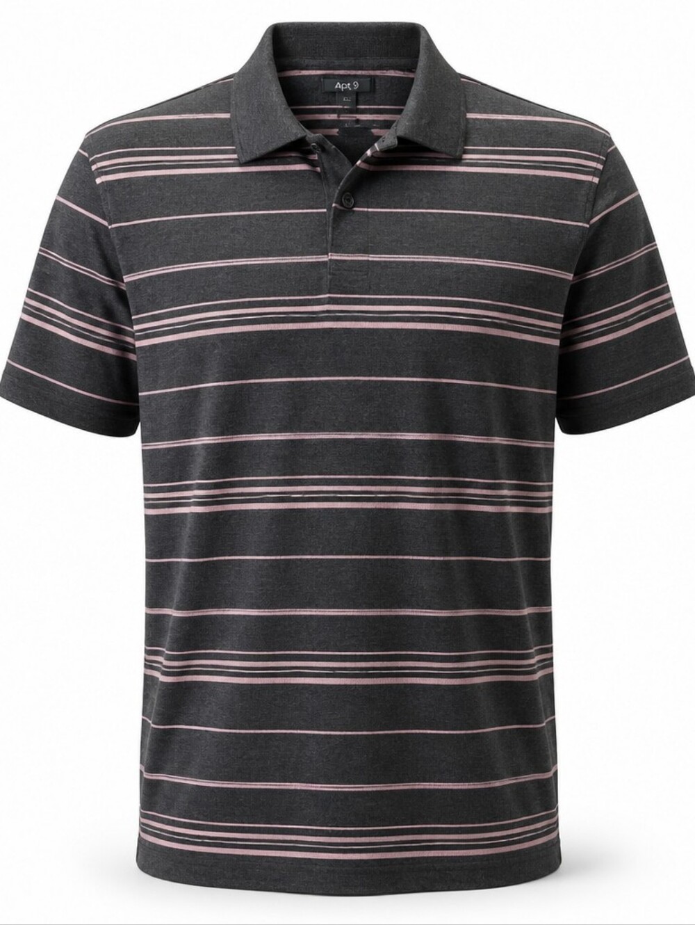 Apt. 9 Dark Charcoal Polo with Light Pink Stripes XL. #268